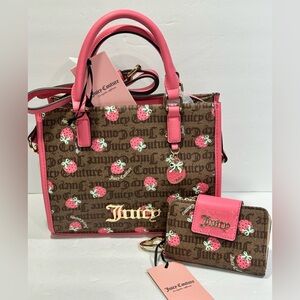 Juicy Couture Strawberry Print Satchel and Wallet